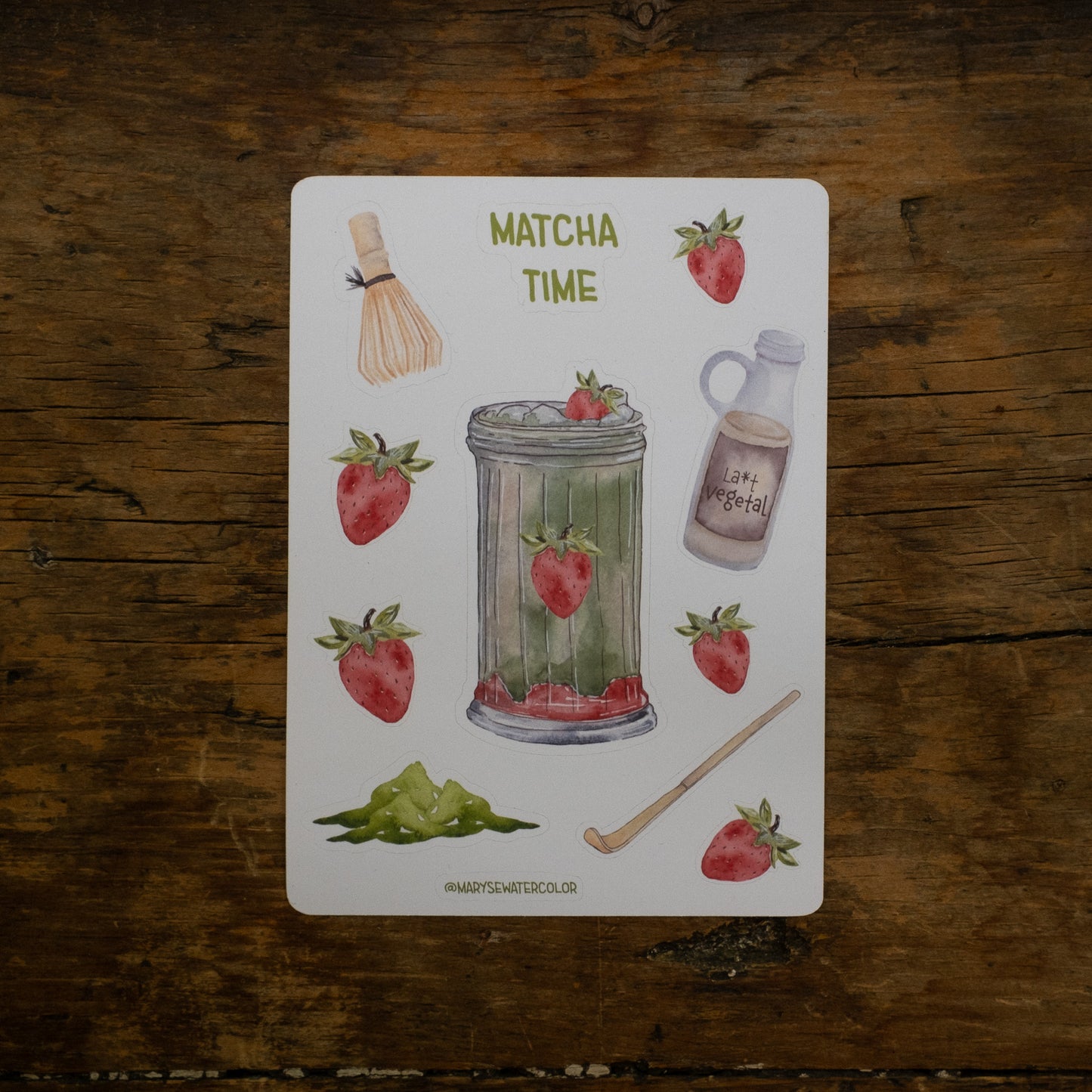 Feuille d'autocollants - Matcha aux fraises