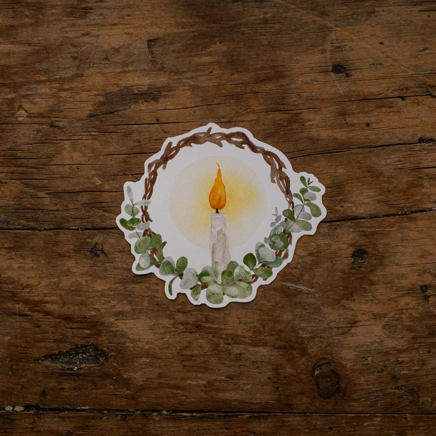 Autocollant - Couronne d'eucalyptus lumineuse