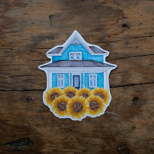 Autocollant - Maison aux tournesols