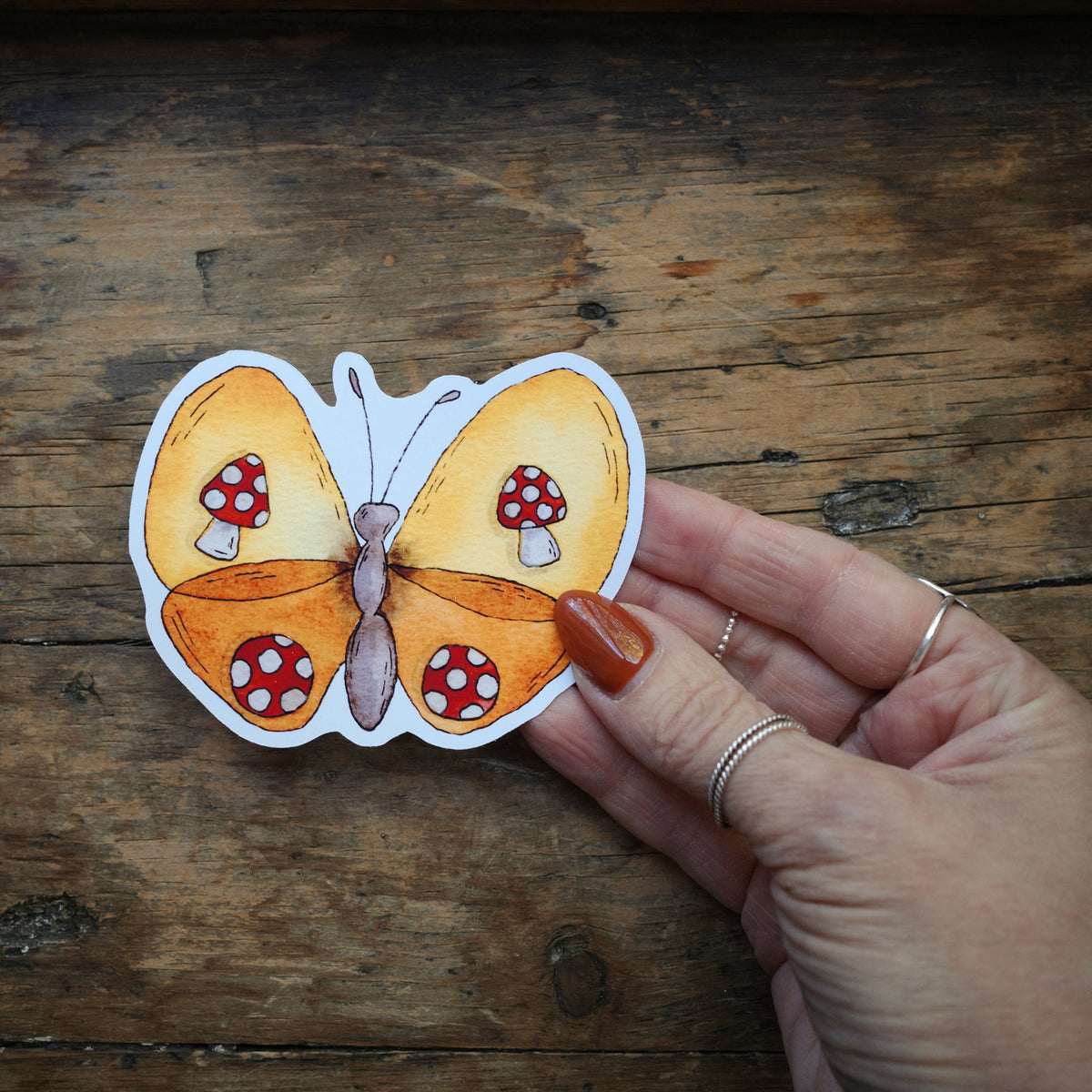 Autocollant - Papillon champignon