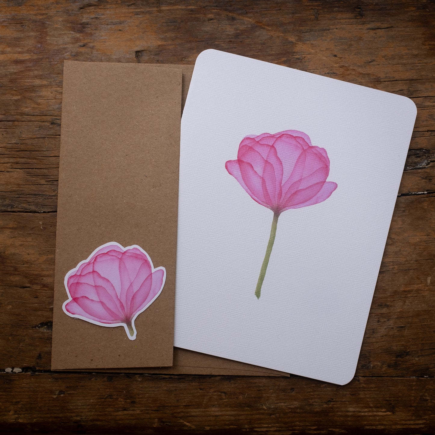 Carte - Fleur rose diaphane