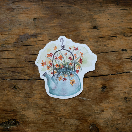 Autocollant - Bouilloire fleurie