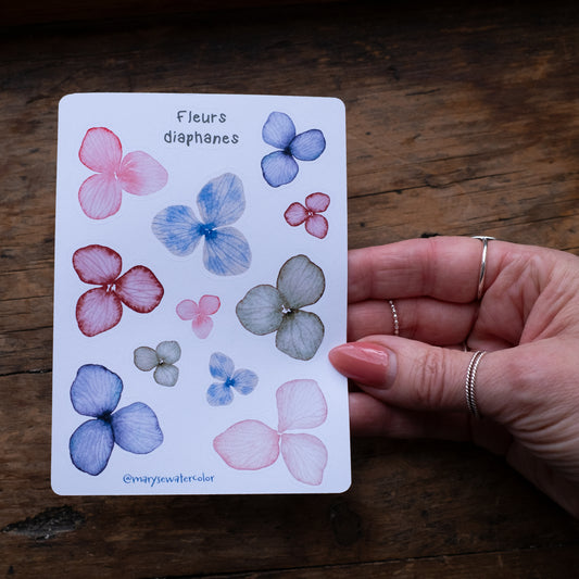 Feuille d'autocollants - Fleurs diaphanes