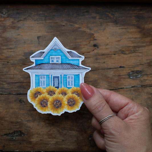 Autocollant - Maison aux tournesols